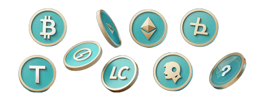 Krypto-M&uuml;nzen BTC, ETH, USDT, LTC und DOGE - Krypto-Zahlungen bei OnlySpins Casino
